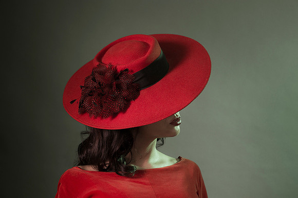 Woman in red hat